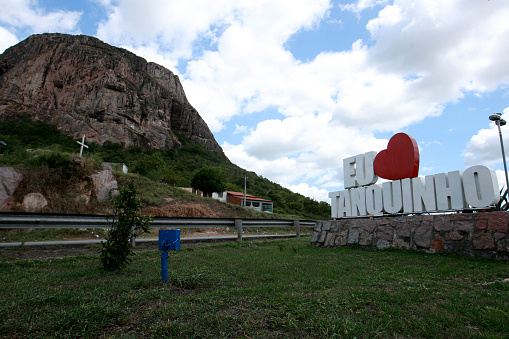 tanquinho, bahia, brazil - may 6, 2022: signpost as the name of the city of Tanquinho.