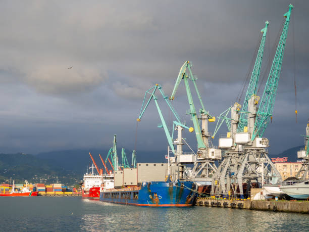 istock Seaport. Ships unloading. Container ships. Industry. Port of Batumi.  moored ships 1599955756