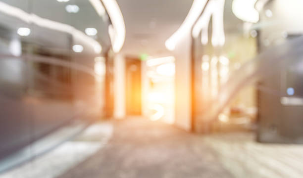 istock Blurred modern building interior corridor background photo 1599986306