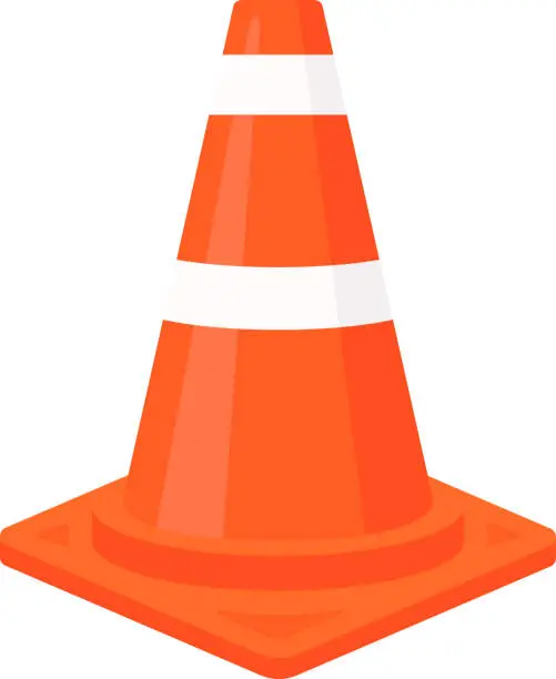 Vector illustration of traffic cone under construction
