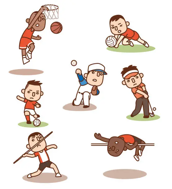 Vector illustration of Collection of vector illustrations of athletes