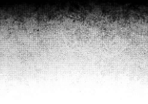 Seamless black half tone vector dots gradient textured pattern on white background