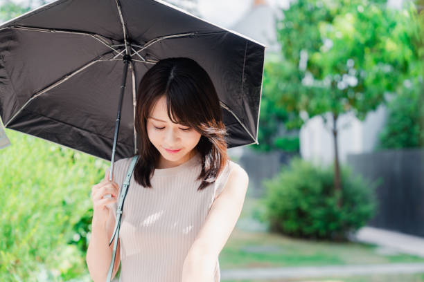 istock Young woman walking outside with a sun umbrella 1600052763