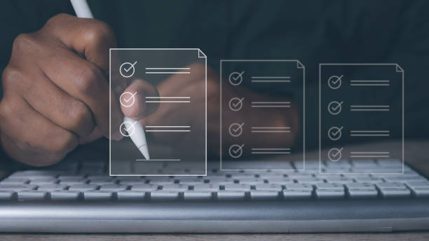 istock Man uses pen sign electronic documents on virtual screen. Electronic signature. 1600062059