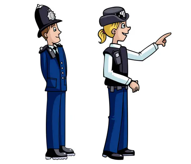 Vector illustration of police officer in standing pose vector illustration