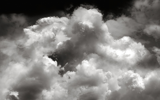 Black and white empty sky with storm clouds