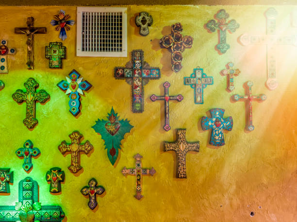 istock Various religious crosses on christian house interior wall 1600111407