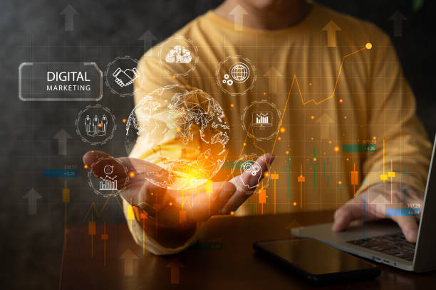 istock The glow light Data digital marketing analysis graph with light bulb in dark background. 3D illustration in Technology concepts. 1600120490