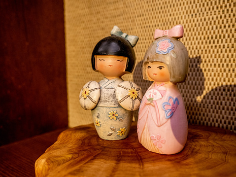 kokeshi Japanese traditional wooden dolls, Japanese dolls