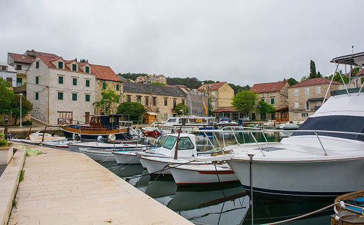 The port in the historic village of Sumartin on Brac Island, Croatia