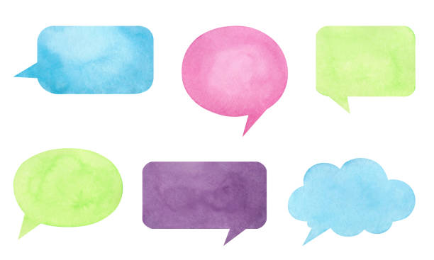 istock A set of multicolored watercolor speech bubbles isolated on a white background. Hand-drawn. 1600124969