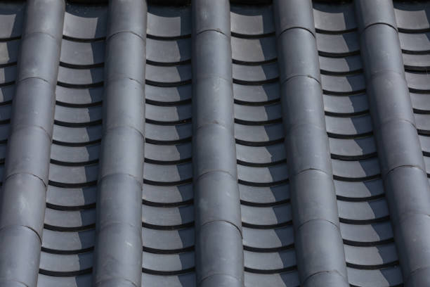 istock Korean traditional tile roof on a sunny day. Korean style tile pattern 1600151495