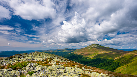 Southern Carpathians mountain landscape. Mt. Straja, Valcan Mountains, Romania.