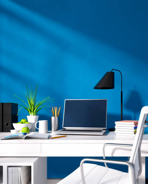 Home office desk with laptop