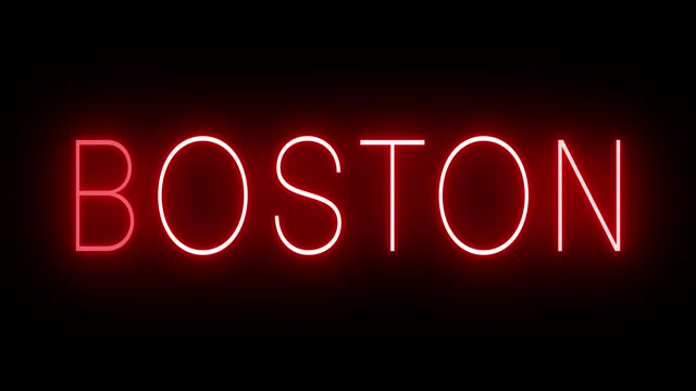 Red neon sign for Boston