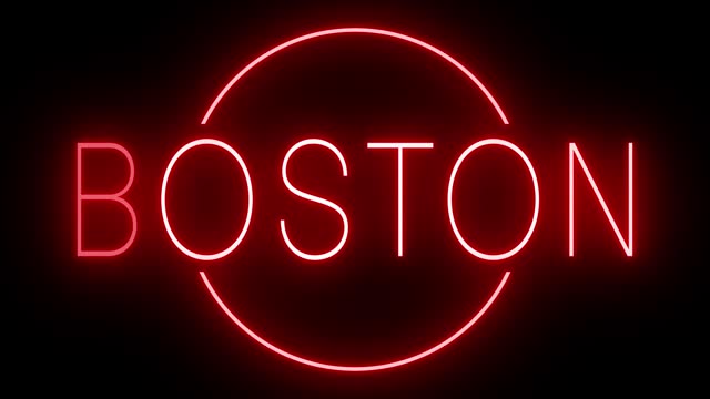 Red neon sign for Boston