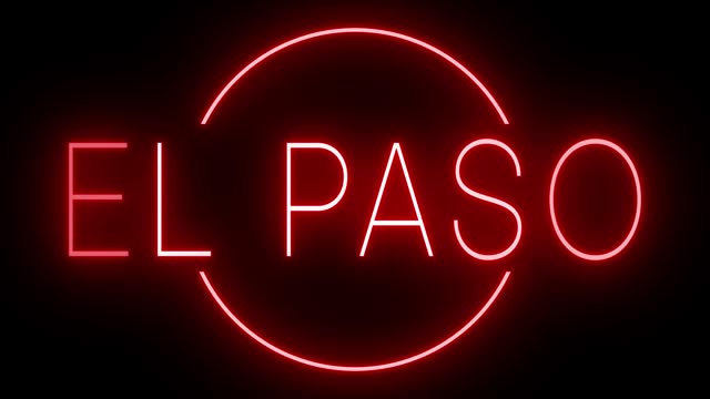 Red animated neon sign for El Paso