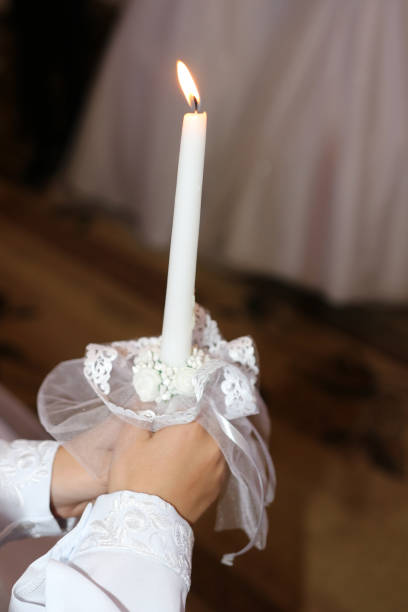 istock A lit decorative candle is kept in the church during the service. 1600292555