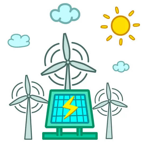 Vector illustration of Wind Energy and Solar