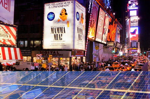 Solar Power Station over Times Square, Manhattan, NYC.