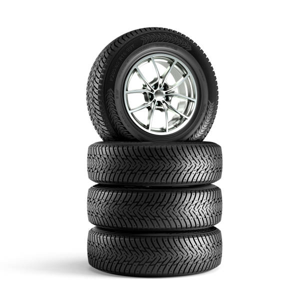 istock car snow tyres on a white background. 1600371739