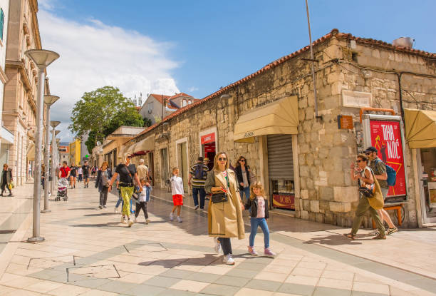 Split, Croatia - May 12th 2023. The historic Marmontova Ulica street in the centre of Split, Croatia