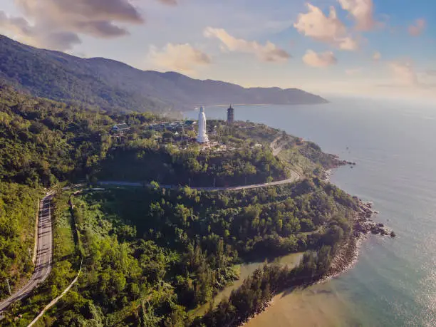 Photo of Aerial view, drone Chua Linh Ung Bai But Temple, Lady Buddha Temple in Da Nang, Vietnam