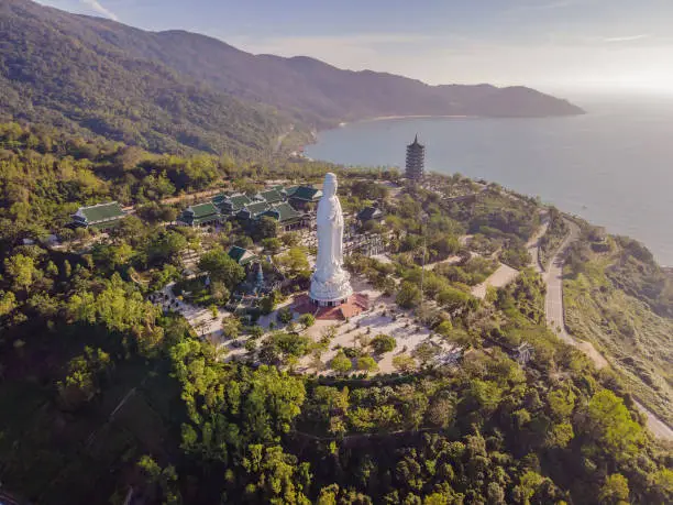 Photo of Aerial view, drone Chua Linh Ung Bai But Temple, Lady Buddha Temple in Da Nang, Vietnam