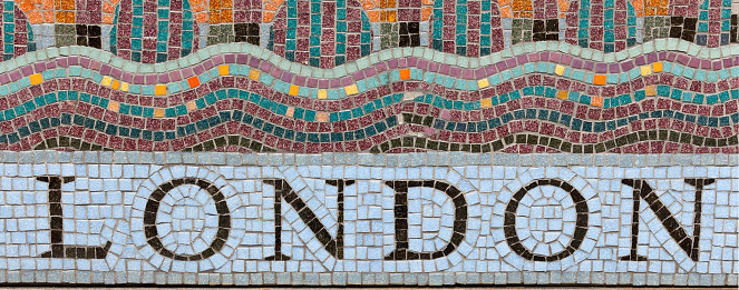 42nd Street - New York city subway sign tile mosaic pattern in midtown Manhattan.