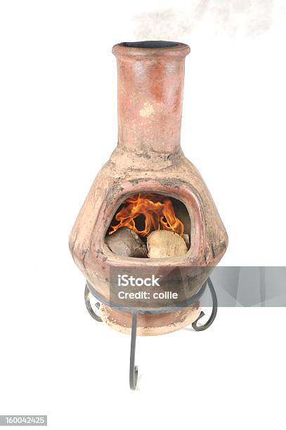 Clay Chiminea Stock Photo - Download Image Now - Brazier, Burning, Clay