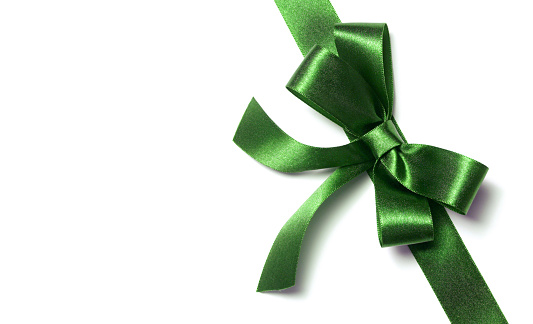 green decorative ribbon for gift box
