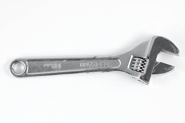 istock one silver Wrench isolated on a white background 160042926