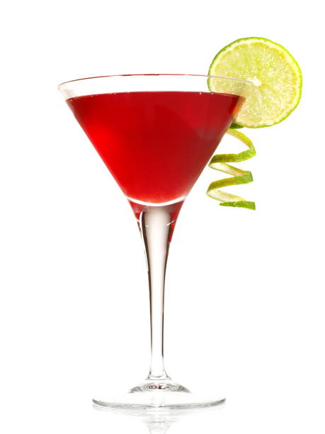 istock Cosmopolitan Cocktail with Lime Twist on white Background - Isolated 1600435808