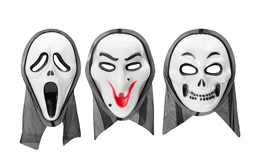 Set of Halloween ghost mask isolated on white background with clipping path.