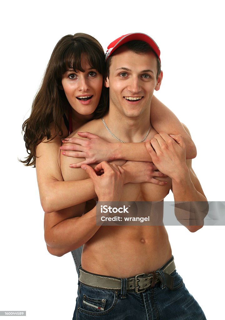 Loving Couple Loving couple isolated on white Abdominal Muscle Stock Photo