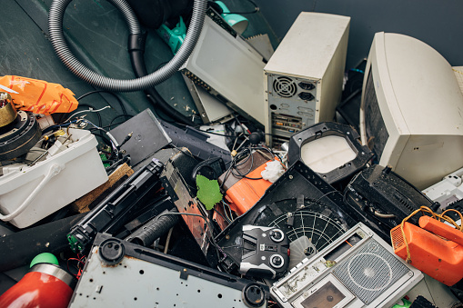Old electronic waste ready to recycle