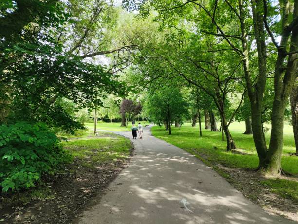 istock People enjoying a leisurely stroll along a scenic pathway surrounded by lush trees 1600455156