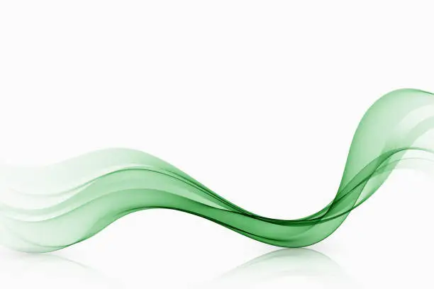 Vector illustration of Green, abstract, transparent, wave flow, vector design element.