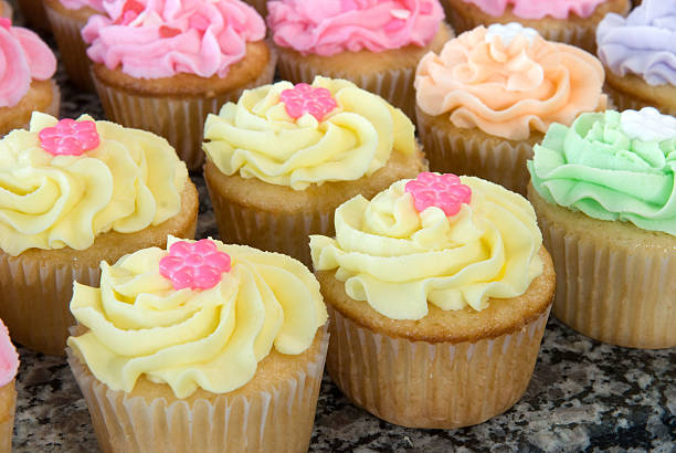 Colorful Pastel Cupcakes stock photo