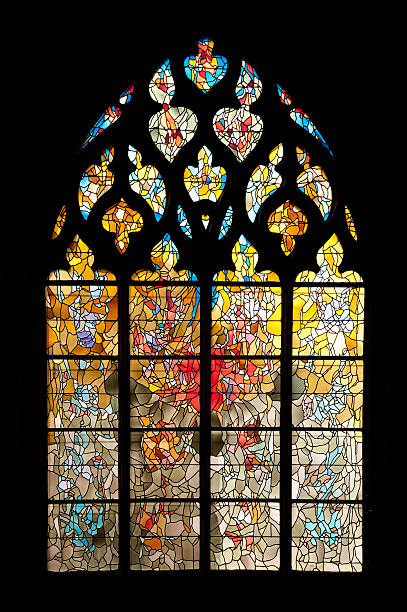 Vernon cathedral window Beautiful vitrage of Vernon cathedral in Normandy chartres cathedral stock pictures, royalty-free photos & images