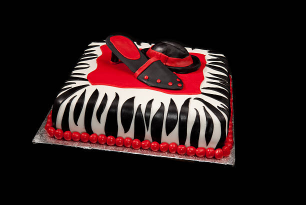 Hat and Shoe on Zebra-print Cake stock photo
