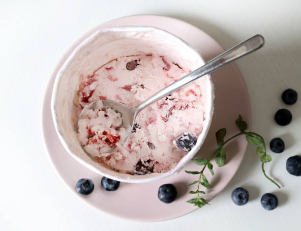 istock Ice cream with forest frozen berries. 1600483411