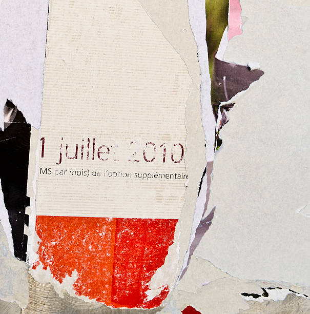istock Torn out street posters on a wall. 160048786