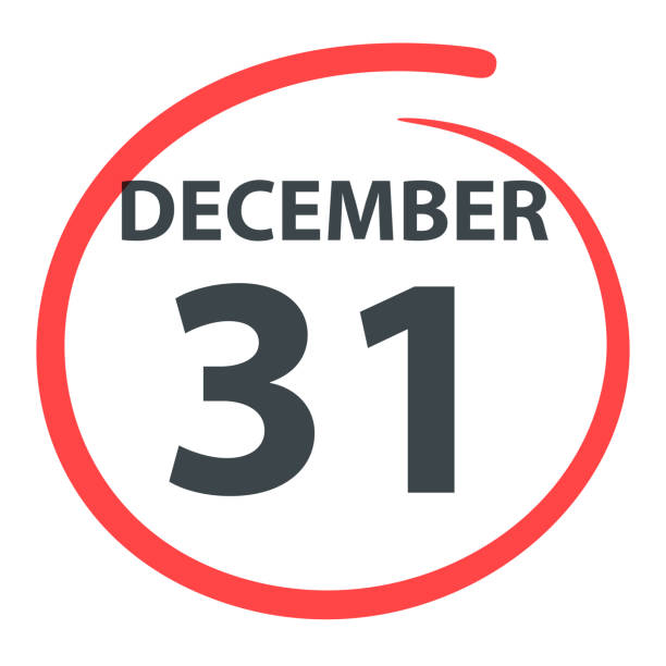 December 31 - Date circled in red on white background December 31. Date circled with a red color marker isolated on blank background. Vector Illustration (EPS file, well layered and grouped). Easy to edit, manipulate, resize or colorize. Vector and Jpeg file of different sizes. december 31 stock illustrations