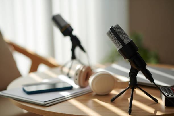 istock Microphones for Podcaster and Show Guest 1600491092