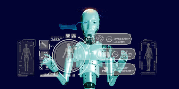 istock 3D robotic render with element digital medical icon . AI working with doctor design treatment guideline, health concept 1600492195