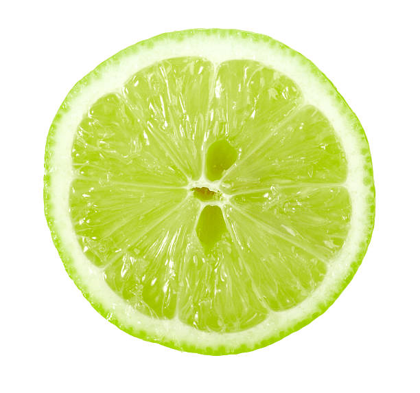 istock Single cross section of a bright green like on white 160050445