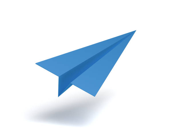 istock Blue paper airplane isolated on white background. 1600514196