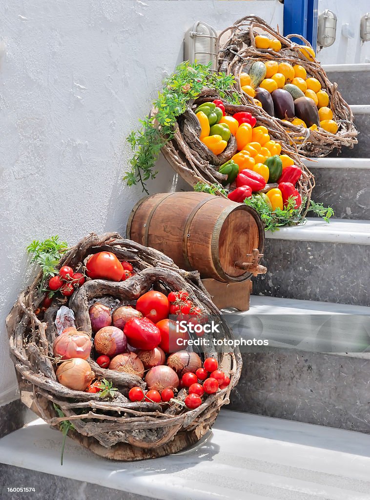 fresh vegetables fresh vegetables in rattan baskets Cooking Stock Photo