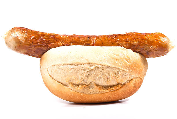 Sausage in a roll stock photo